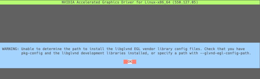 Warning Installing Nvidia Libraries