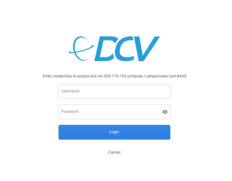 Amazon DCV user and password login