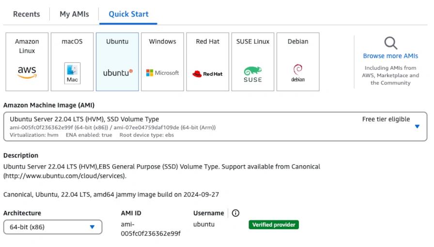 AWS Console AMI Selection